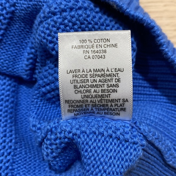 COLOUR EIGHTEEN Cropped Cardigan, Blue, 100% Cotton, Front Pockets, Women’s US M - Picture 9 of 9